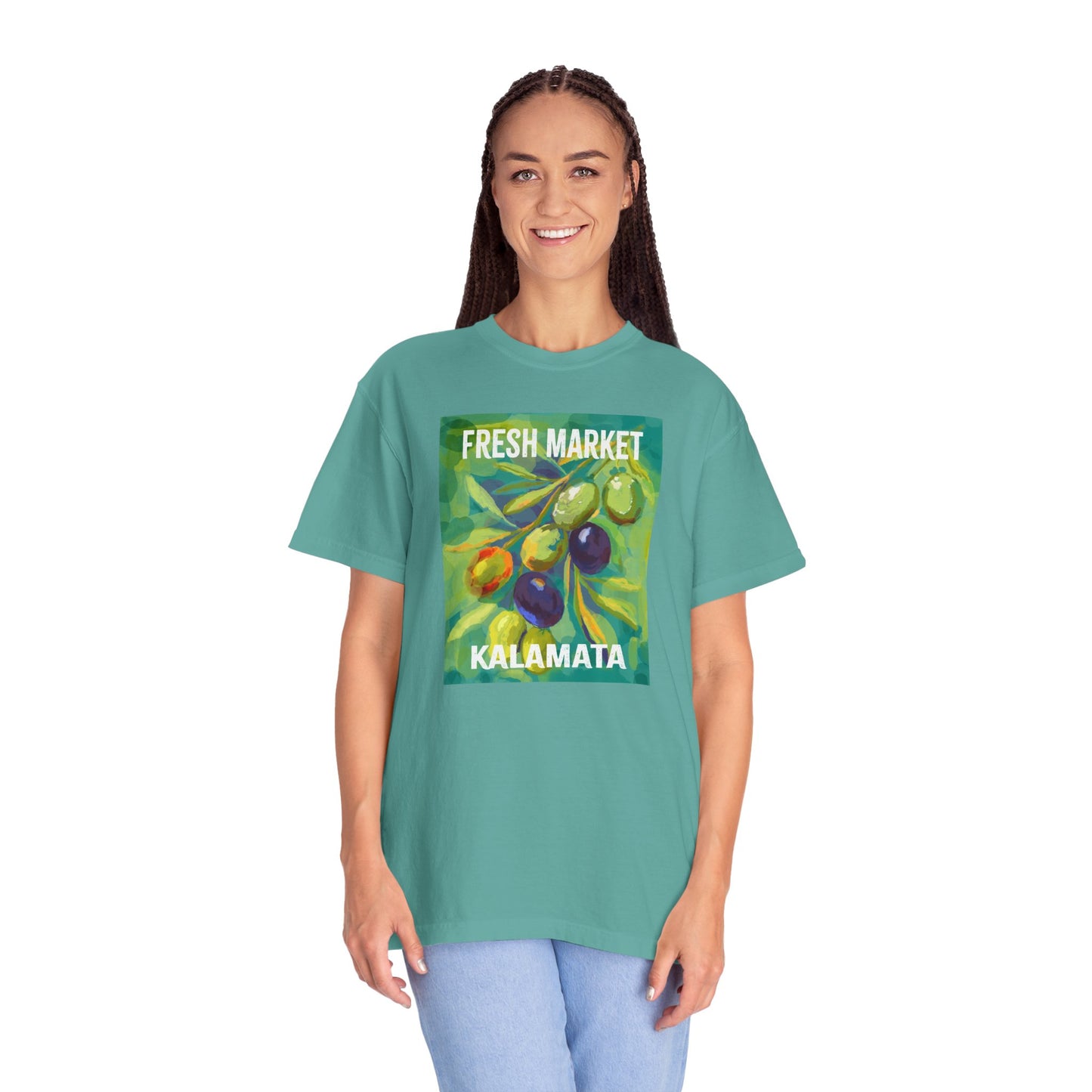 Vibrant Greek Olive Grove T-Shirt, Perfect for Farmers Markets, Foodie Gifts, Art Lovers, Summer Outings, Unisex Casual Wear