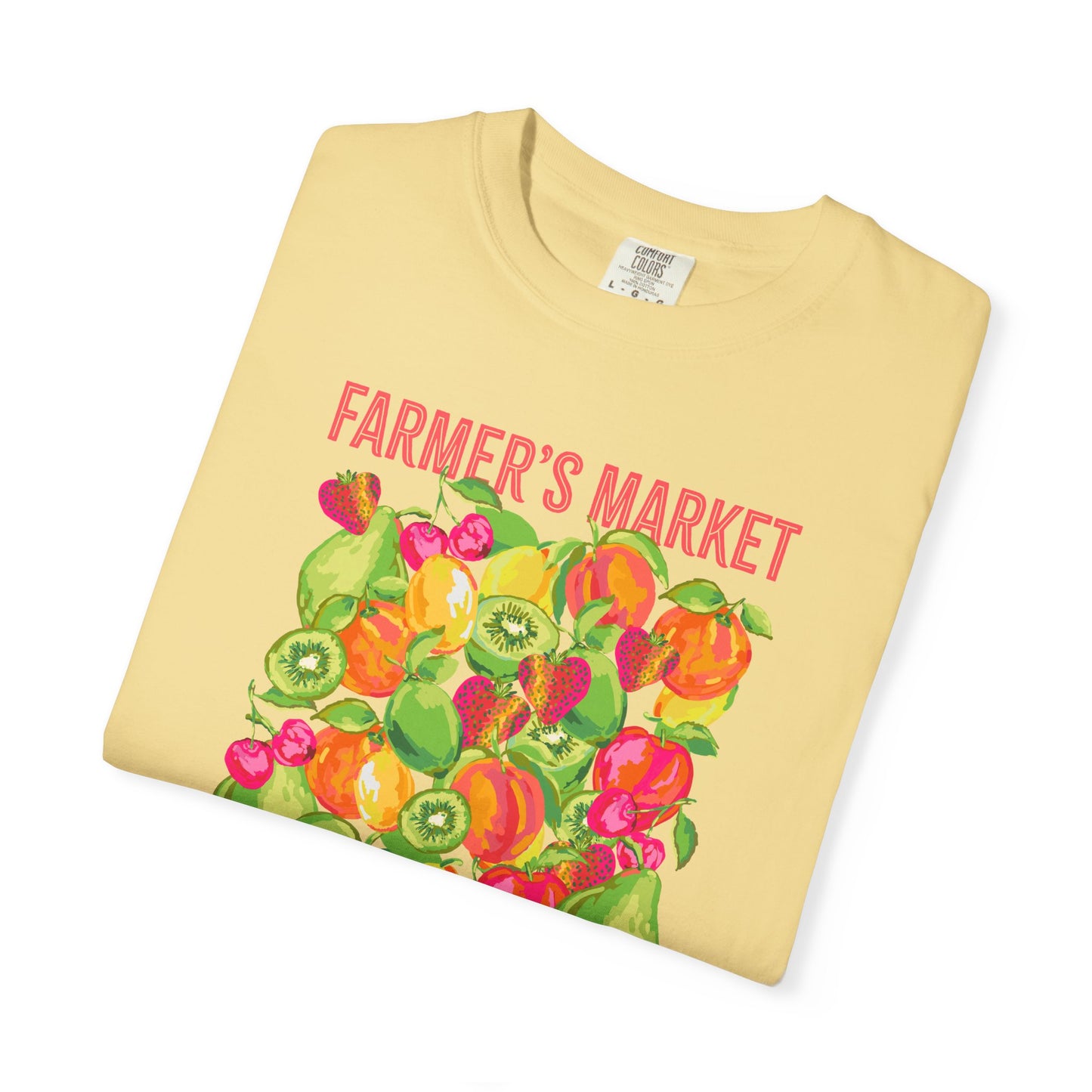 Barcelona Farmers Market T-Shirt | Unisex Garment-Dyed Tee, Cute Summer Style, Gift for Foodies, Market Lover's Apparel, Barcelona Graphic Tee