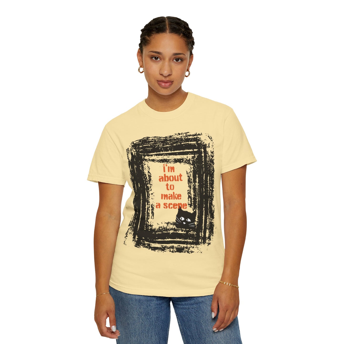 I'm About to Make a Scene...Spooky Artistic black Cat T-Shirt, Halloween, Unisex Graphic Tee, Gift for Cat Lovers, Casual Wear, Cute Cat Design Shirt, Halloween Shirt