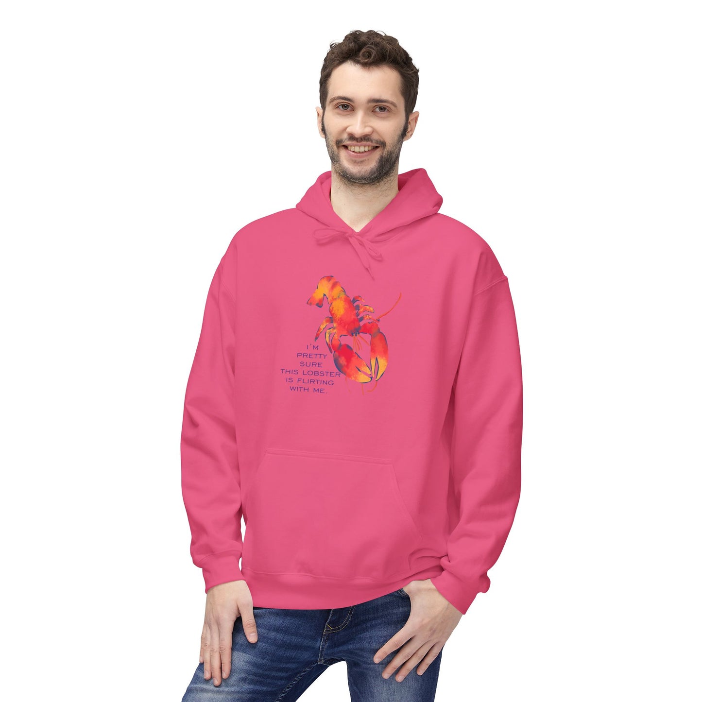 IS THIS LOBSTER FLIRTING WITH ME? Lobster Love Hoodie - Fun Unisex Lightweight Hooded Sweatshirt for Seafood Lovers, Casual Wear, Summer Vibes, Beach Outings, Gift Idea