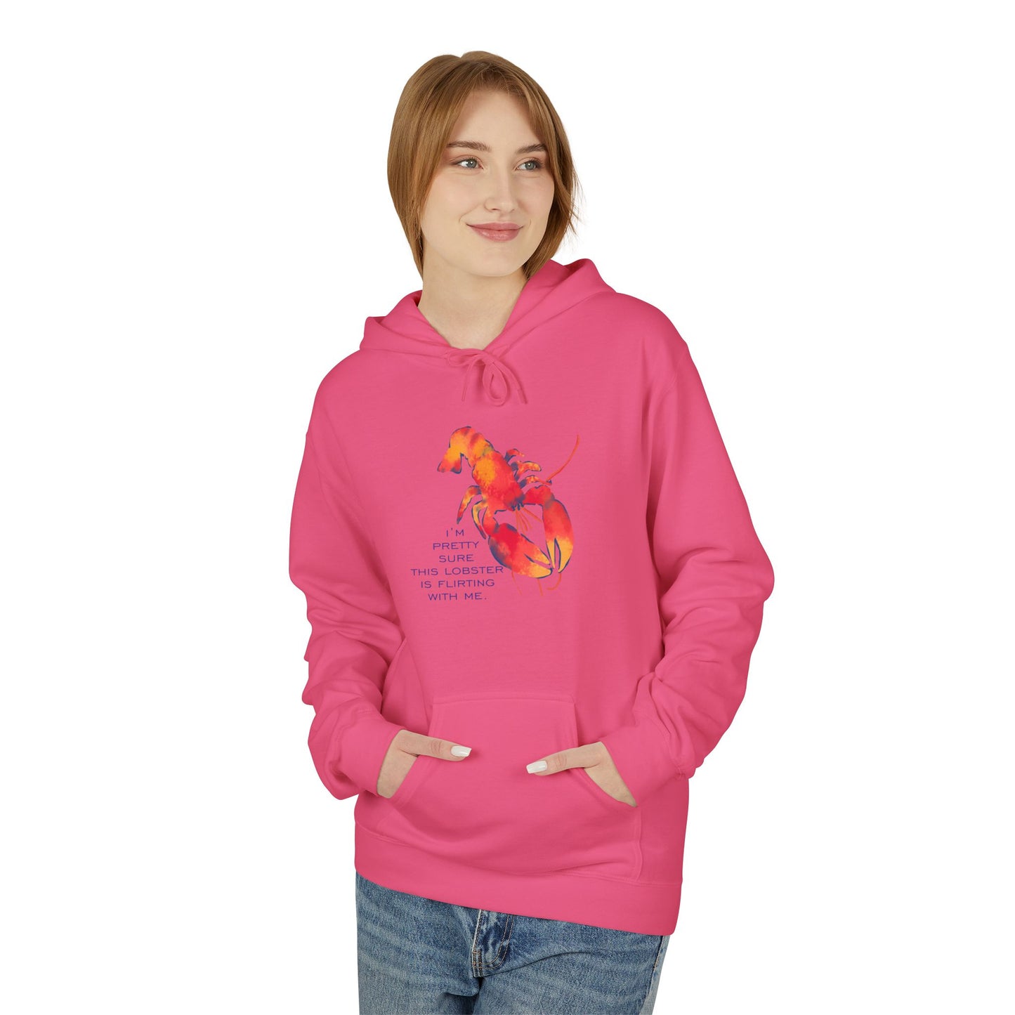 IS THIS LOBSTER FLIRTING WITH ME? Lobster Love Hoodie - Fun Unisex Lightweight Hooded Sweatshirt for Seafood Lovers, Casual Wear, Summer Vibes, Beach Outings, Gift Idea