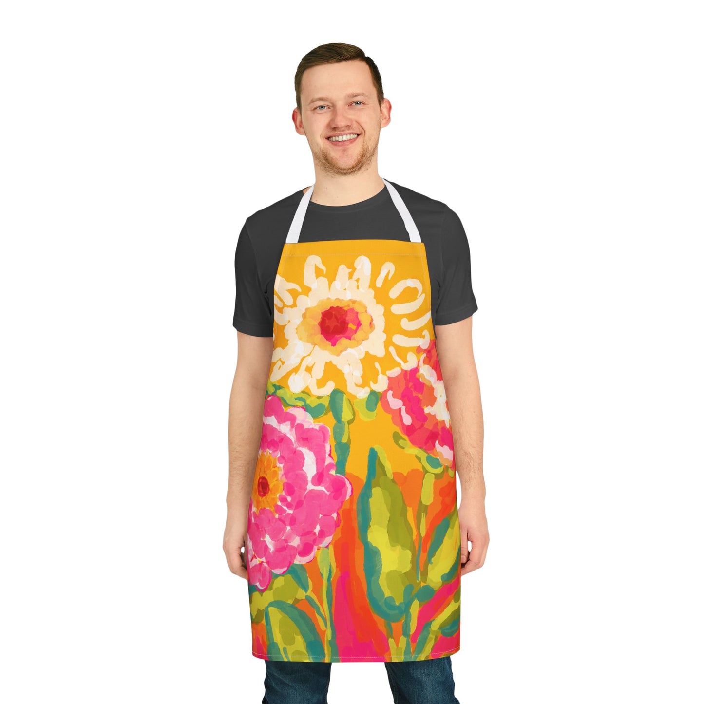 Vibrant Floral Apron, Colorful Cooking Gift, Creative Kitchenwear for Home Chefs, Gardening and Crafting