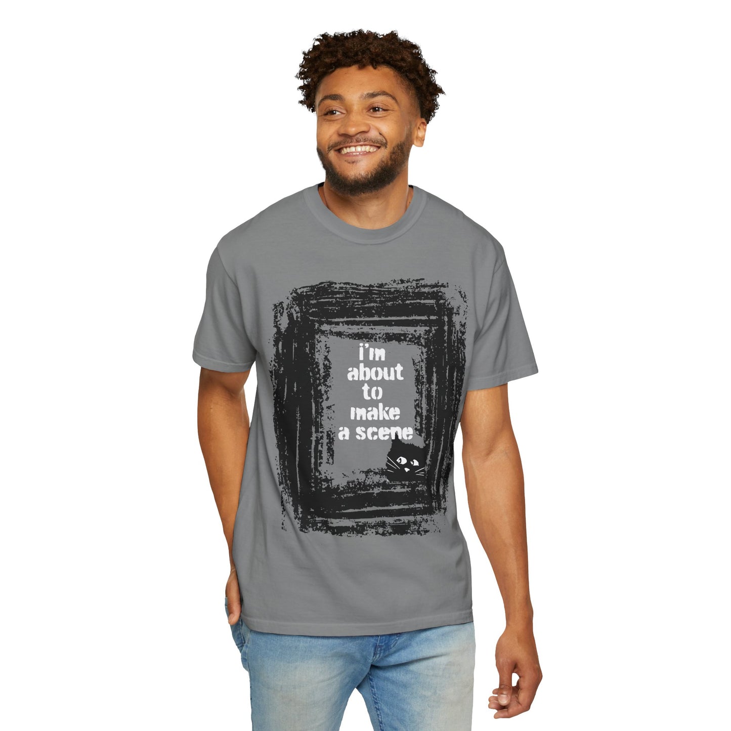 I'm About to Make a Scene...Spooky Artistic black Cat T-Shirt, Halloween, Unisex Graphic Tee, Gift for Cat Lovers, Casual Wear, Cute Cat Design Shirt, Halloween Shirt