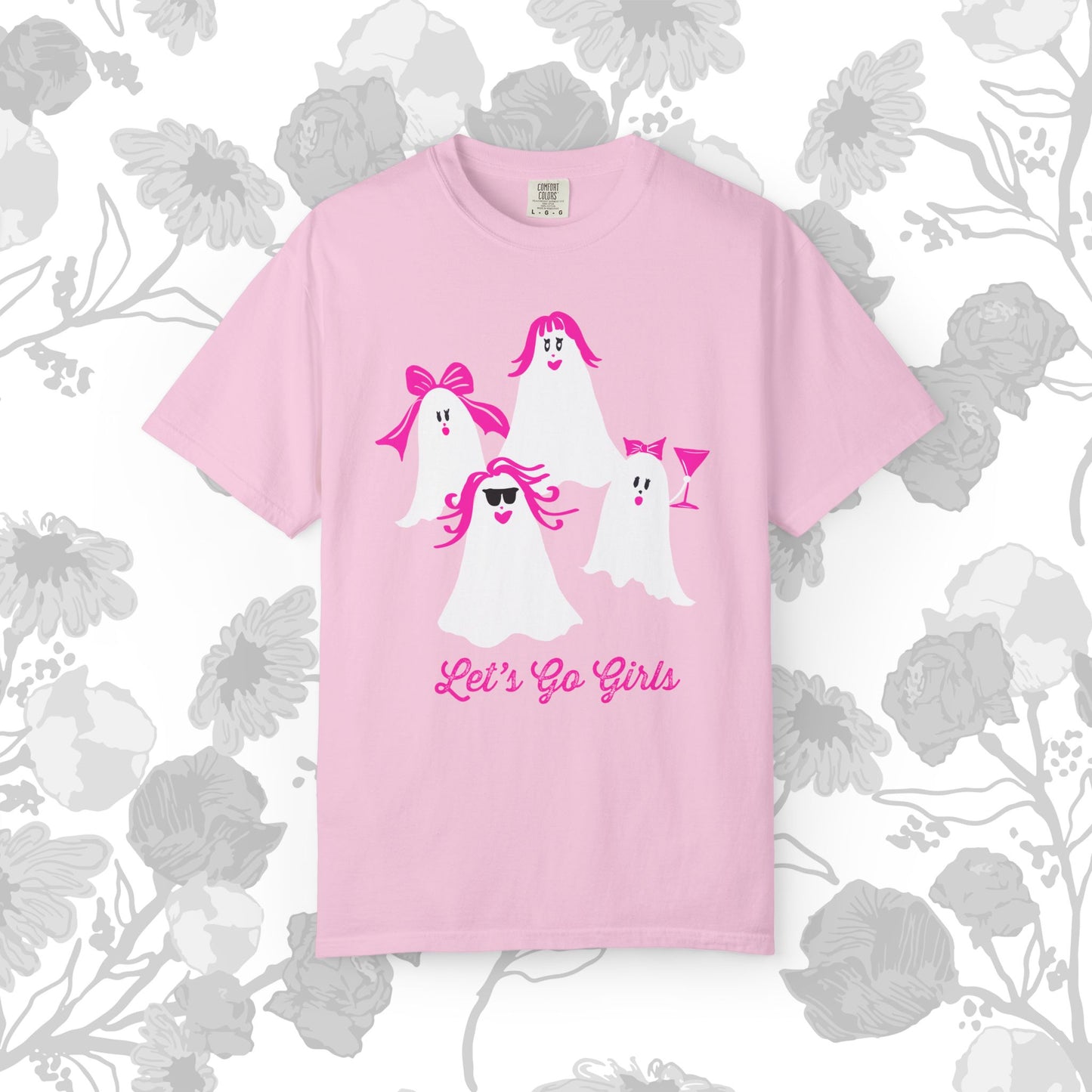 "Let's Go Girls" Spooky Chic T-Shirt, Halloween Fashion, Pink Ghost-Inspired Tee, Cute Casual Wear, Unisex Graphic Shirt, Trendy Fall Style