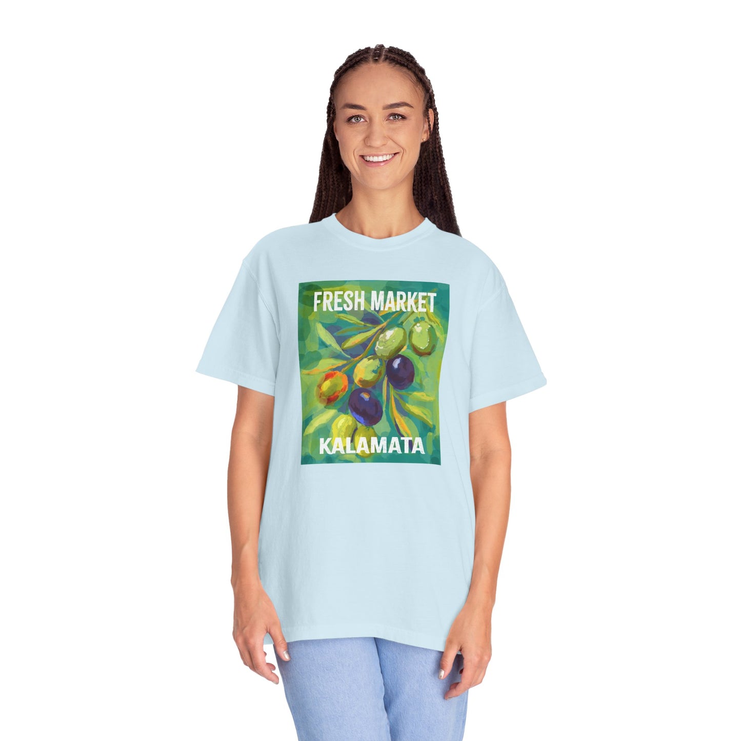 Vibrant Greek Olive Grove T-Shirt, Perfect for Farmers Markets, Foodie Gifts, Art Lovers, Summer Outings, Unisex Casual Wear
