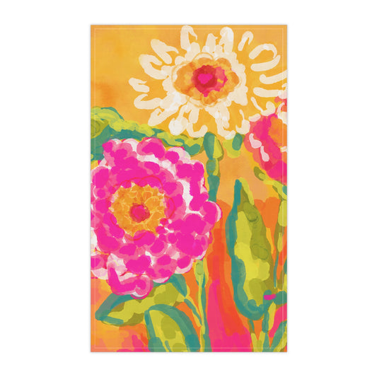 Vibrant Floral Cotton Eco-Friendly Tea Towel featuring original artwork by Ally Hunt.