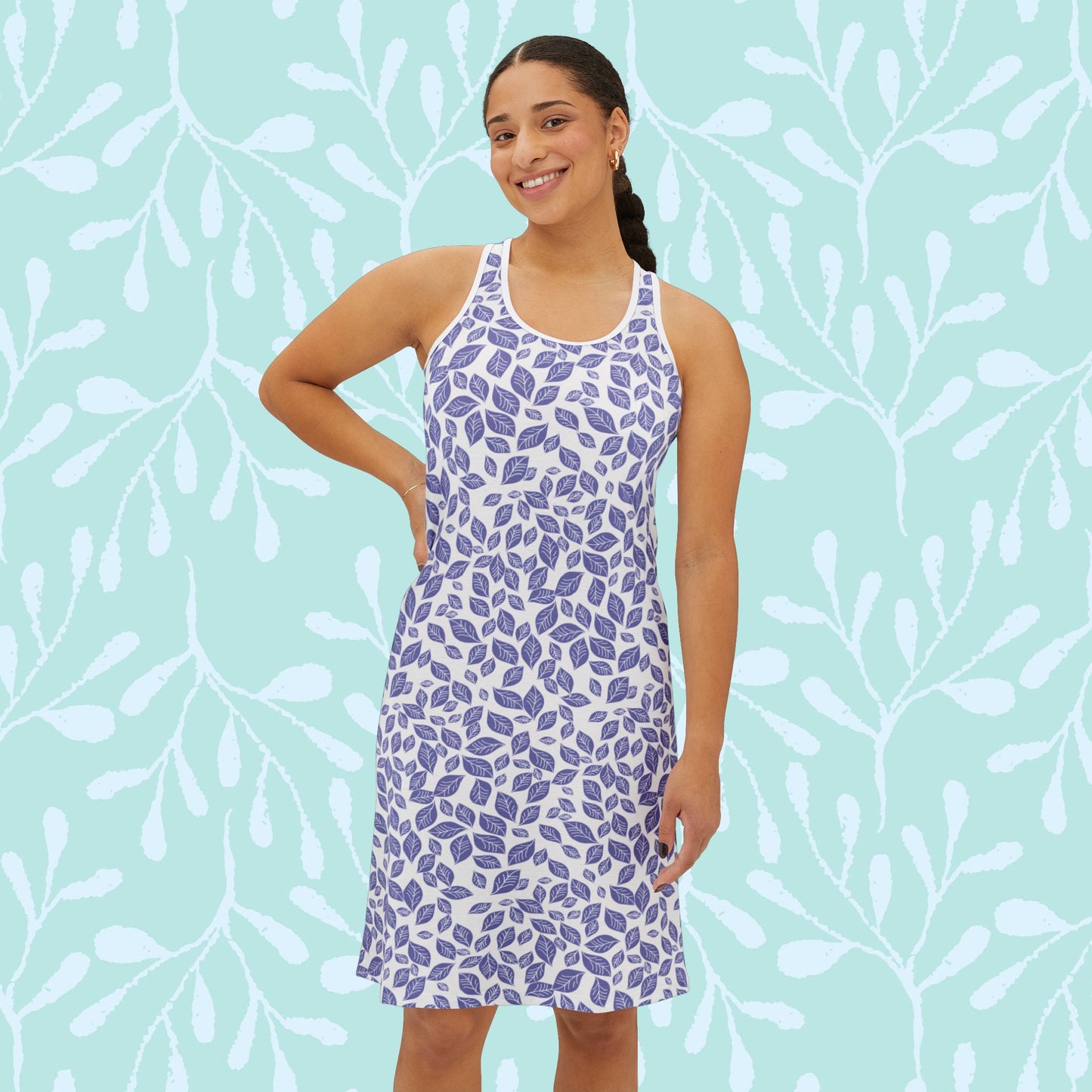 Feminine Floral Racerback Dress - Casual Summer Outfit, Beach Wear, Everyday Dress, Gift for Her, Vacation Style