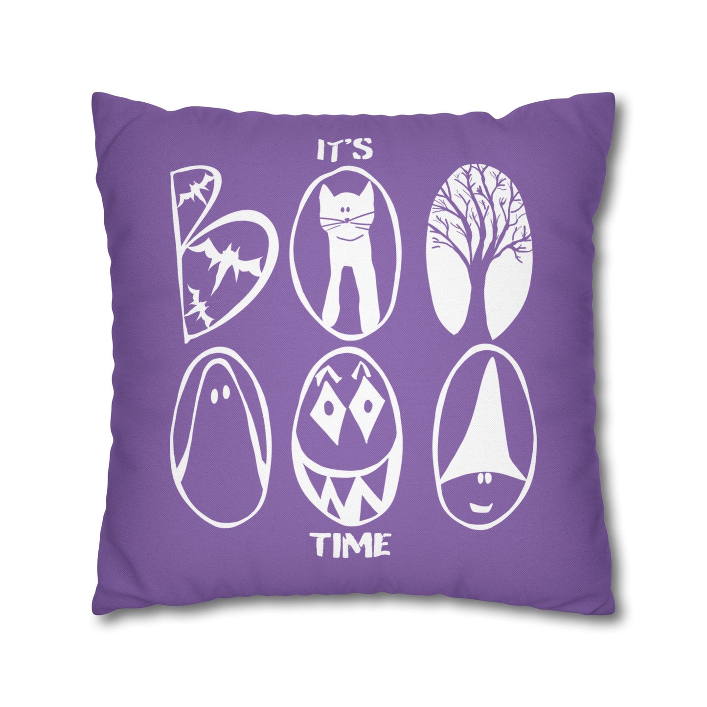 Spooky Ghost Pillowcase, BOO TIME, Halloween Decor, Fun Throw Pillow, Cozy Home Accessory, Unique Gift for Ghost Lovers, Purple Pillow Cover