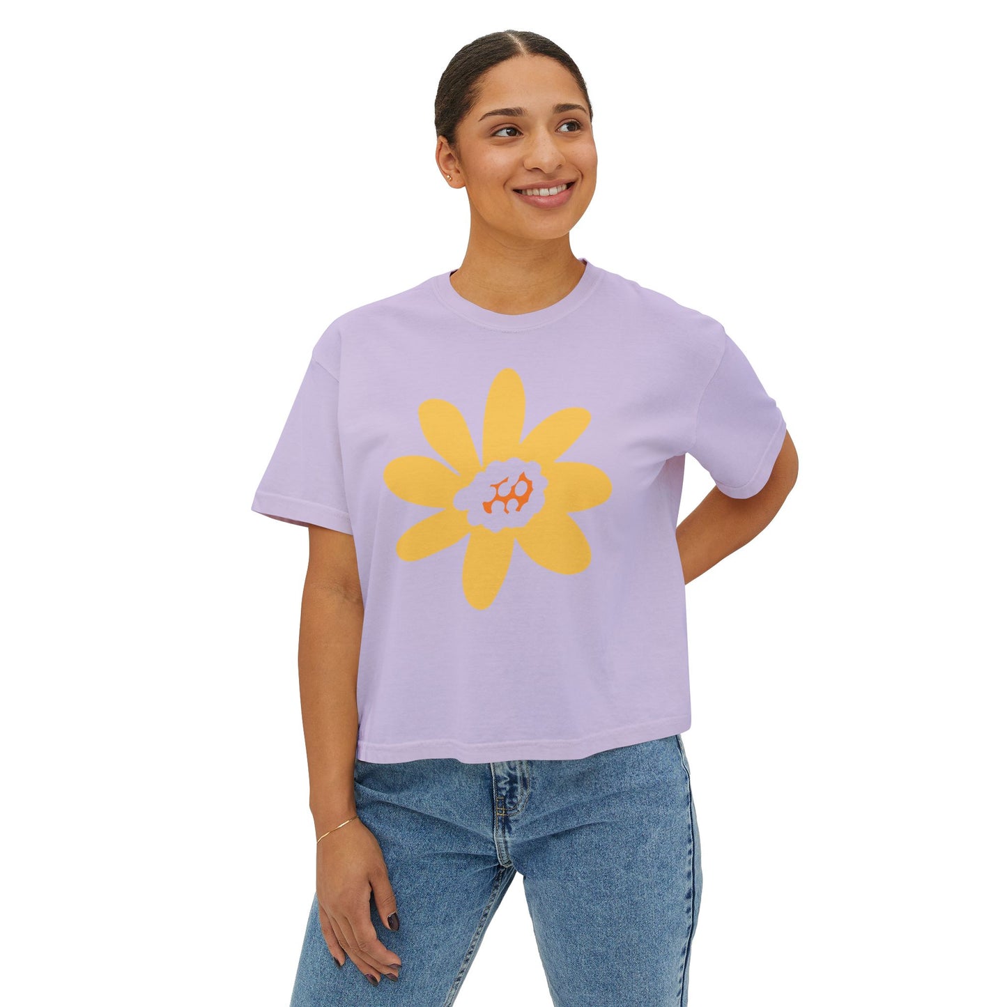 Sunny Floral Women's Boxy Tee - Casual Comfort for Every Occasion