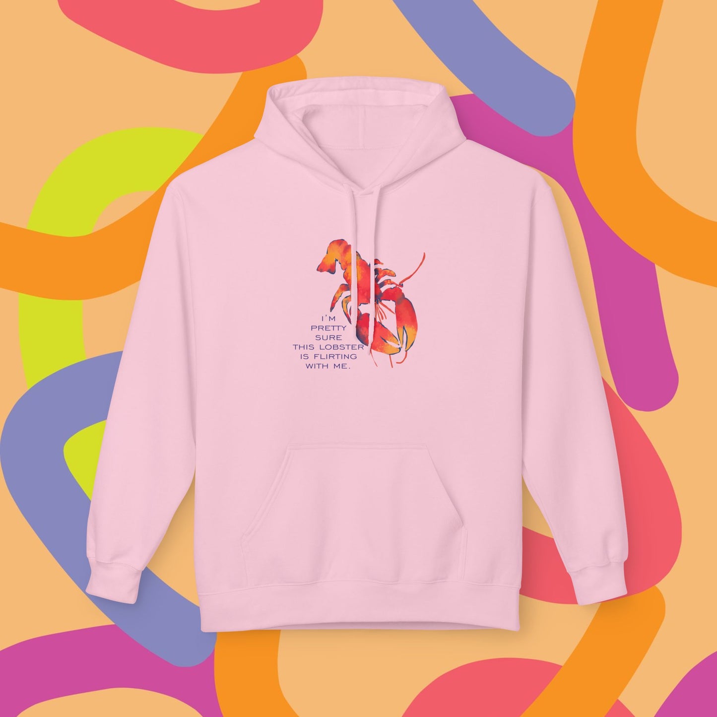 IS THIS LOBSTER FLIRTING WITH ME? Lobster Love Hoodie - Fun Unisex Lightweight Hooded Sweatshirt for Seafood Lovers, Casual Wear, Summer Vibes, Beach Outings, Gift Idea