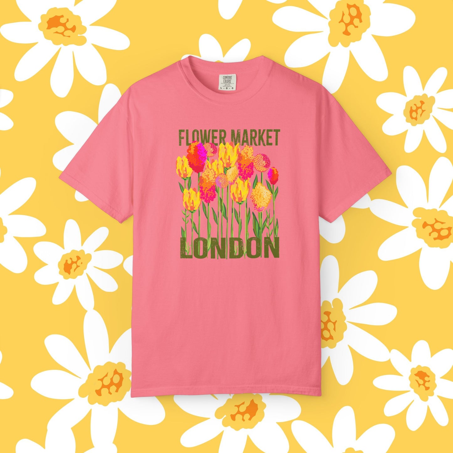 London Flower Market T-Shirt | Garment-Dyed Unisex Tee | Spring Fashion, Gift for Garden Lovers, Fashion Statement, Summer Style