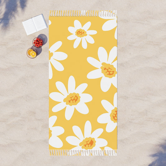 Daisy Boho Beach Towel - Vibrant Floral Pattern for Summer Fun, Perfect for Poolside, Beach Days, Picnics, and Gifts