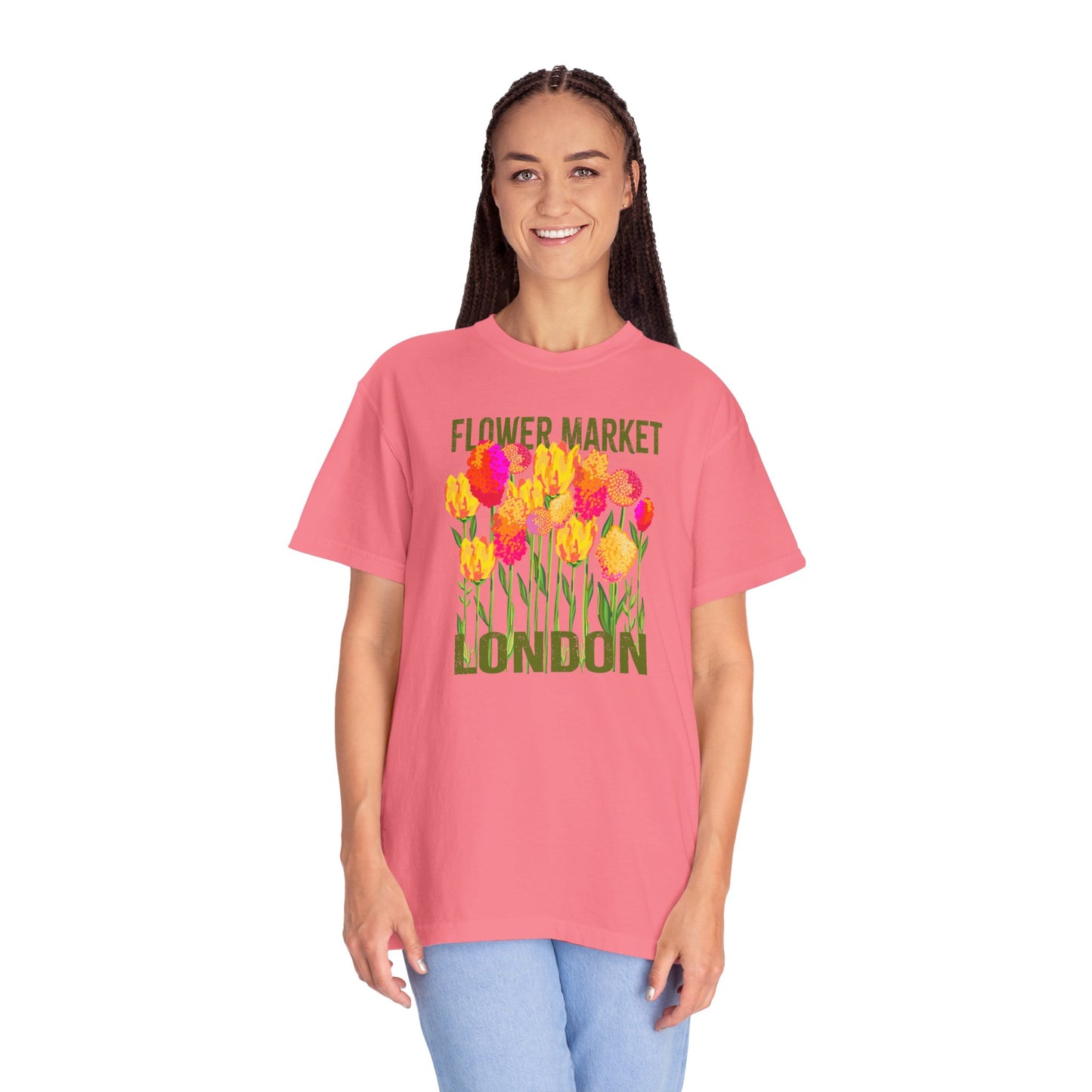 London Flower Market T-Shirt | Garment-Dyed Unisex Tee | Spring Fashion, Gift for Garden Lovers, Fashion Statement, Summer Style