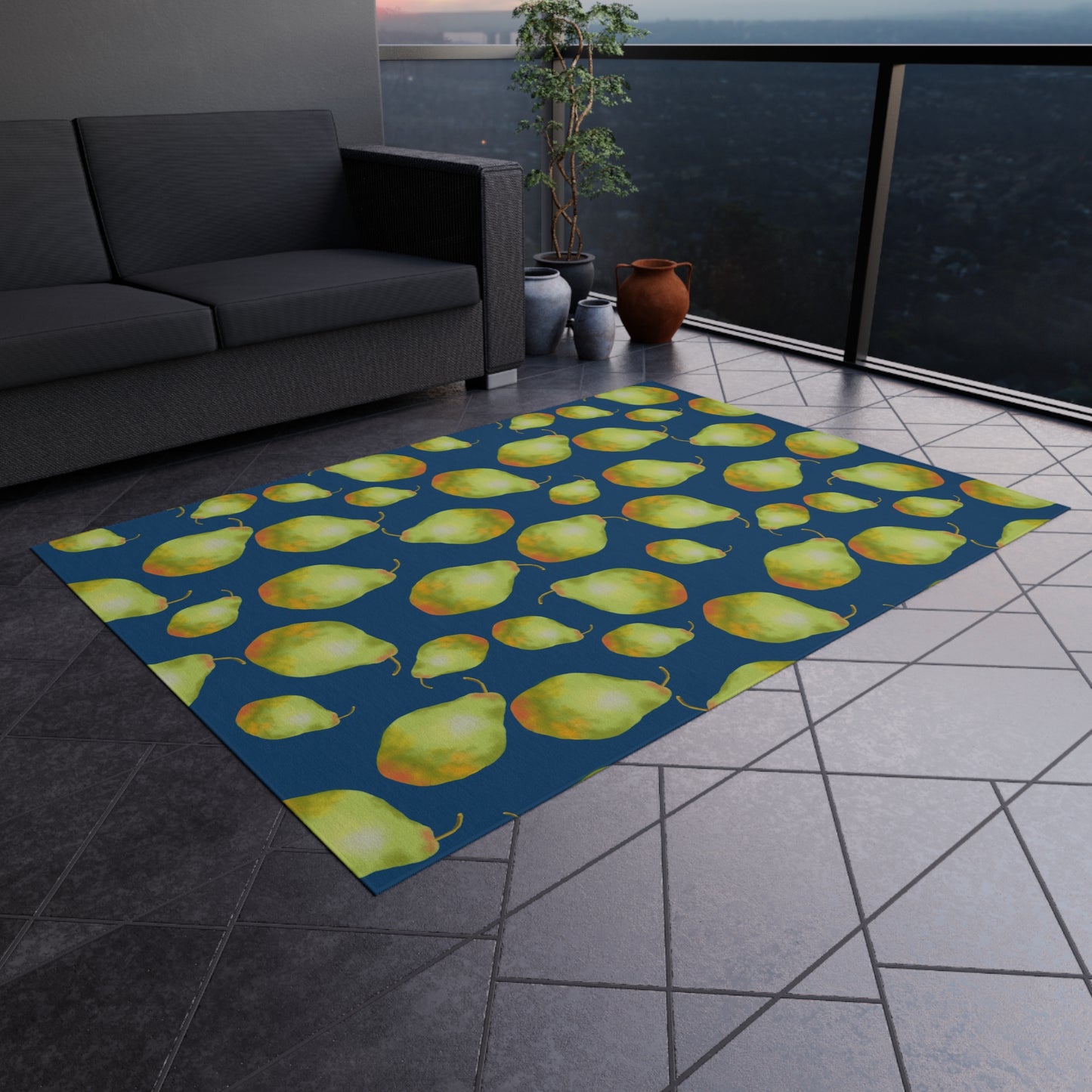 Vibrant Outdoor Rug with Pear Design, Stylish Patio Decor, Garden Area Mat, Summer Picnic Essential, Outdoor Living Accessory