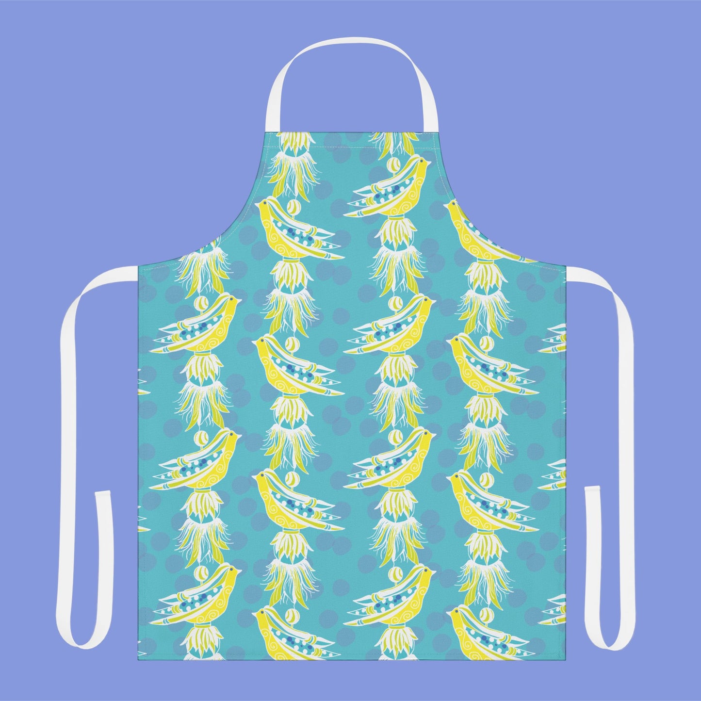 Bright Turquoise Tassel Bird Pattern Apron - Colorful Cooking Gift, Kitchenware for Chefs, Stylish BBQ Accessory, Home Cooking Fun, Unique Gift Idea