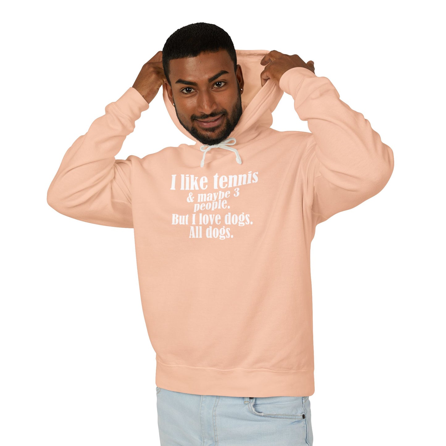 "I like tennis and maybe three people, but I love all dogs." Pickleball Lover's Hoodie | Sports Sweatshirt, Funny Pickleball Gift, Activewear, Unisex Apparel, Fun Sportswear