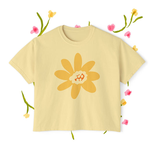 Sunny Floral Women's Boxy Tee - Casual Comfort for Every Occasion