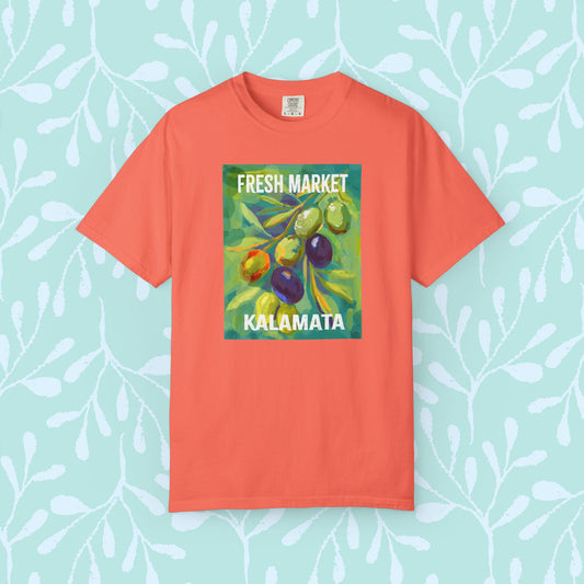 Vibrant Greek Olive Grove T-Shirt, Perfect for Farmers Markets, Foodie Gifts, Art Lovers, Summer Outings, Unisex Casual Wear