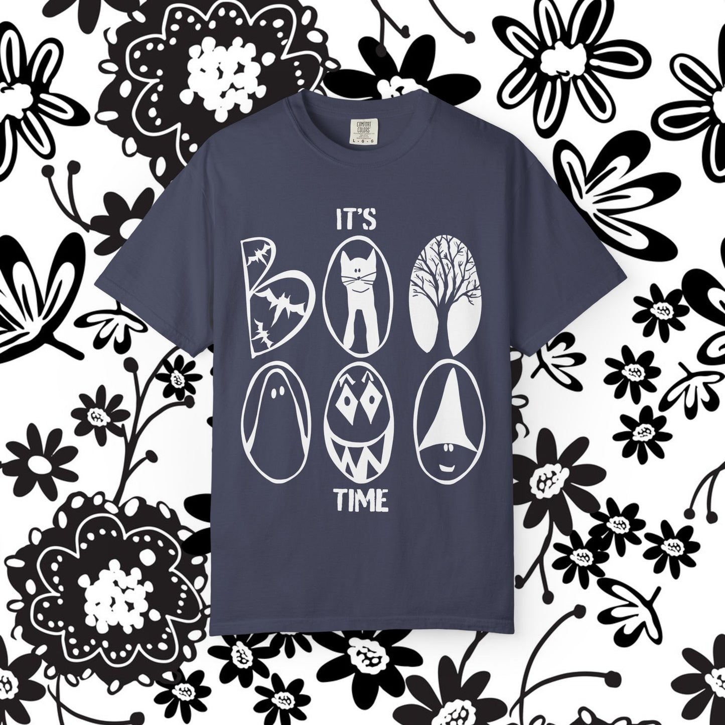 "IT'S BOO TIME" Halloween Themed T-shirt, Spooky Graphic Tee, Unisex T-shirt for Fall, Vintage Style Halloween Shirt, Perfect for Halloween Party