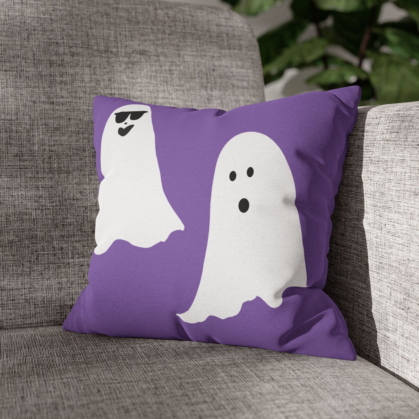 Spooky Ghost Pillowcase, BOO TIME, Halloween Decor, Fun Throw Pillow, Cozy Home Accessory, Unique Gift for Ghost Lovers, Purple Pillow Cover