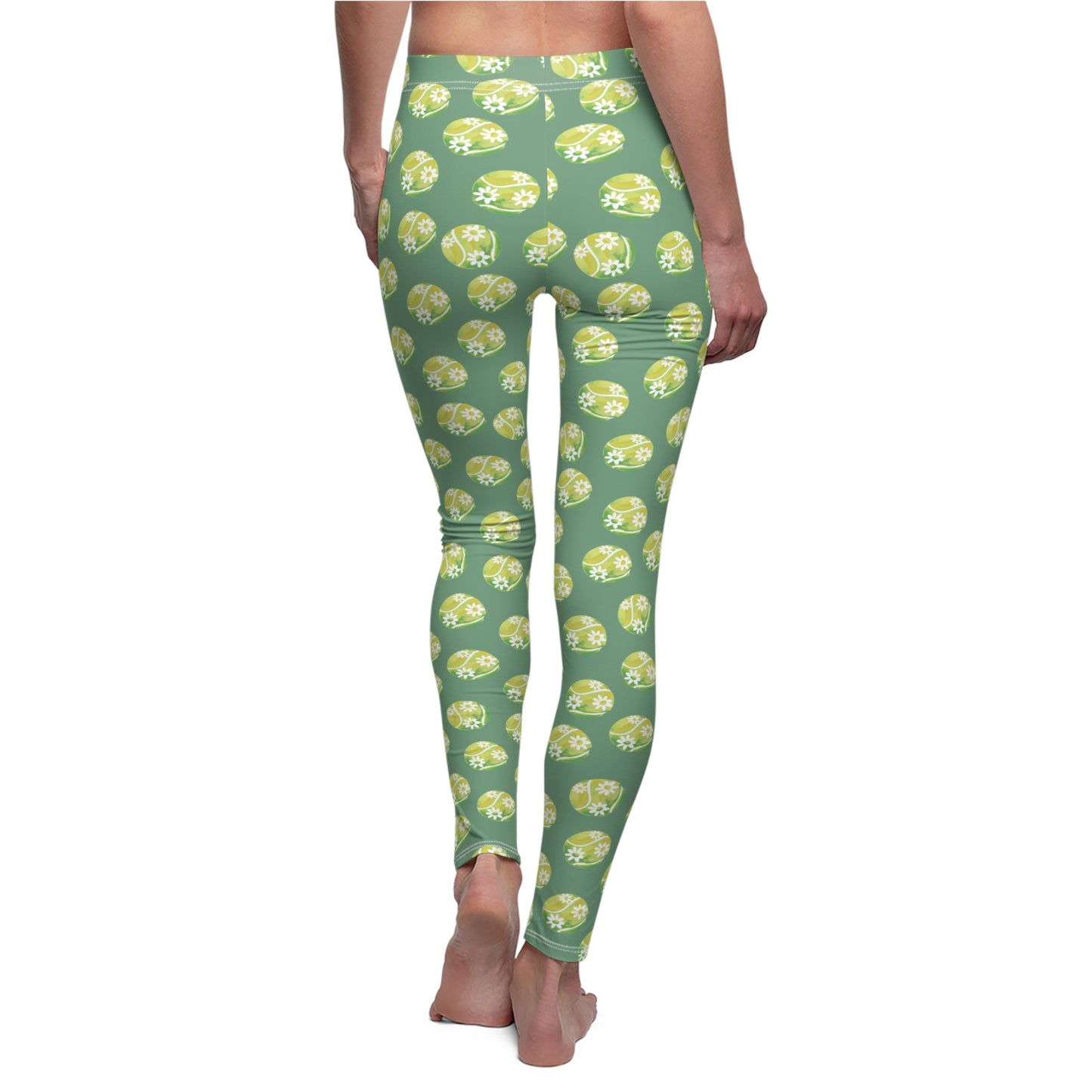 Green and Yellow Tennis Ball Pattern Leggings — Women’s Casual All-Over-Print Yoga Leggings