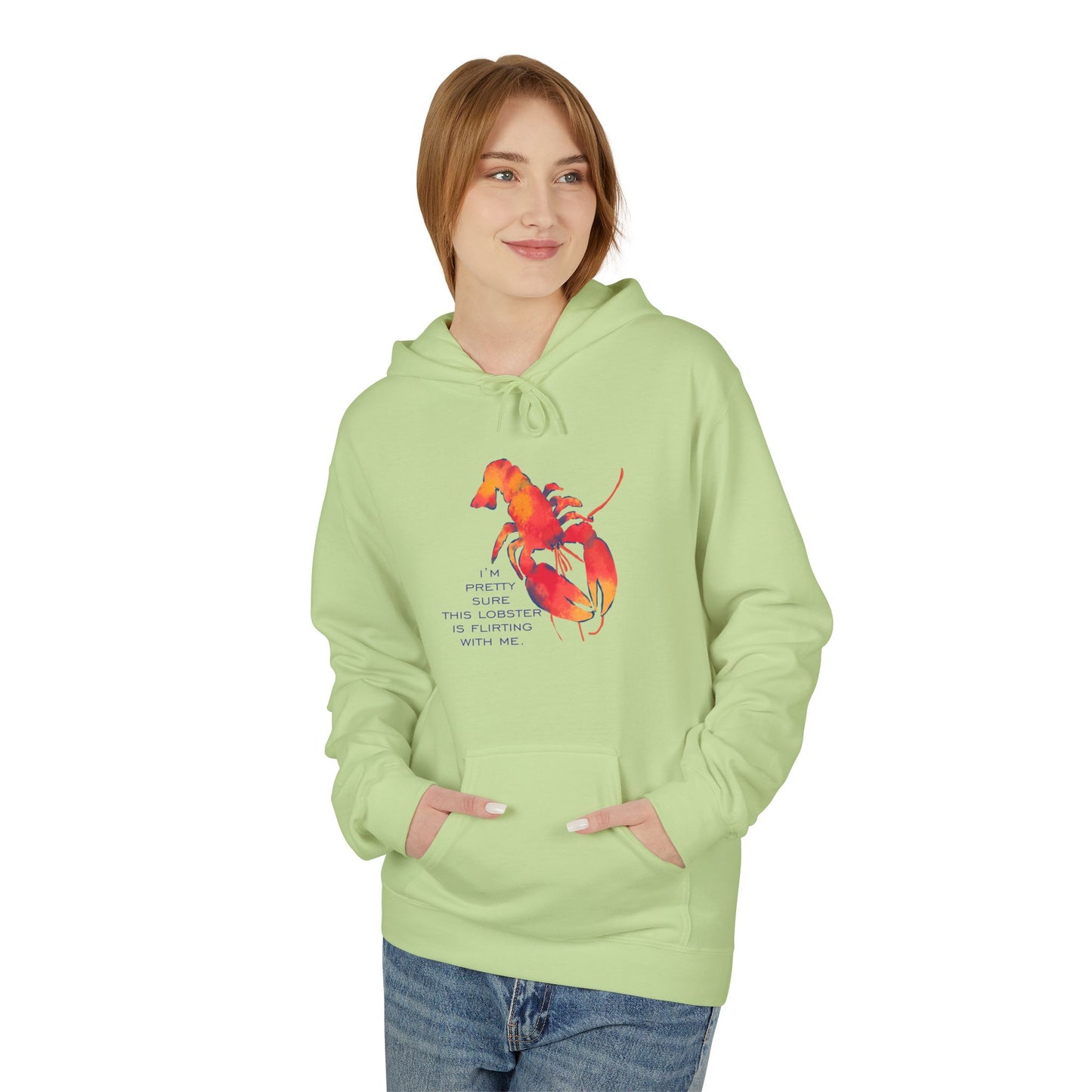 IS THIS LOBSTER FLIRTING WITH ME? Lobster Love Hoodie - Fun Unisex Lightweight Hooded Sweatshirt for Seafood Lovers, Casual Wear, Summer Vibes, Beach Outings, Gift Idea