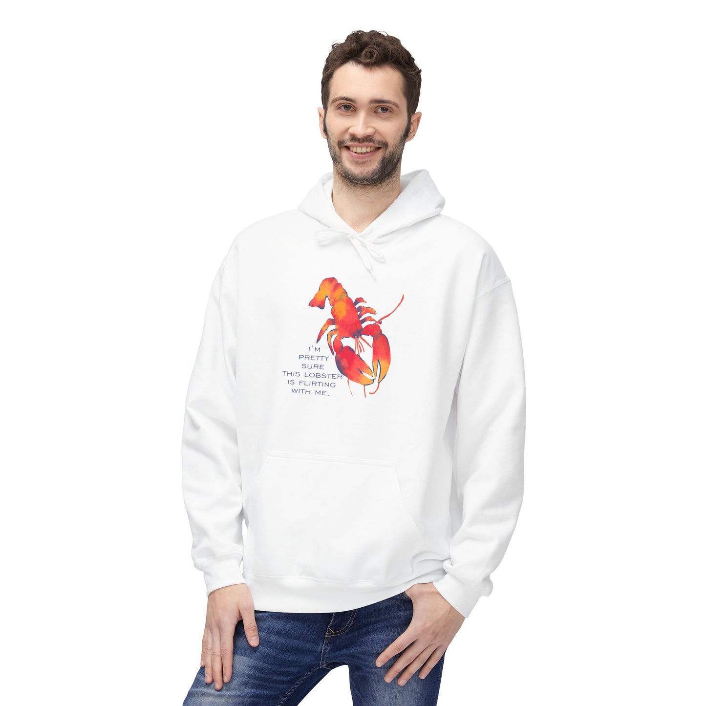 IS THIS LOBSTER FLIRTING WITH ME? Lobster Love Hoodie - Fun Unisex Lightweight Hooded Sweatshirt for Seafood Lovers, Casual Wear, Summer Vibes, Beach Outings, Gift Idea