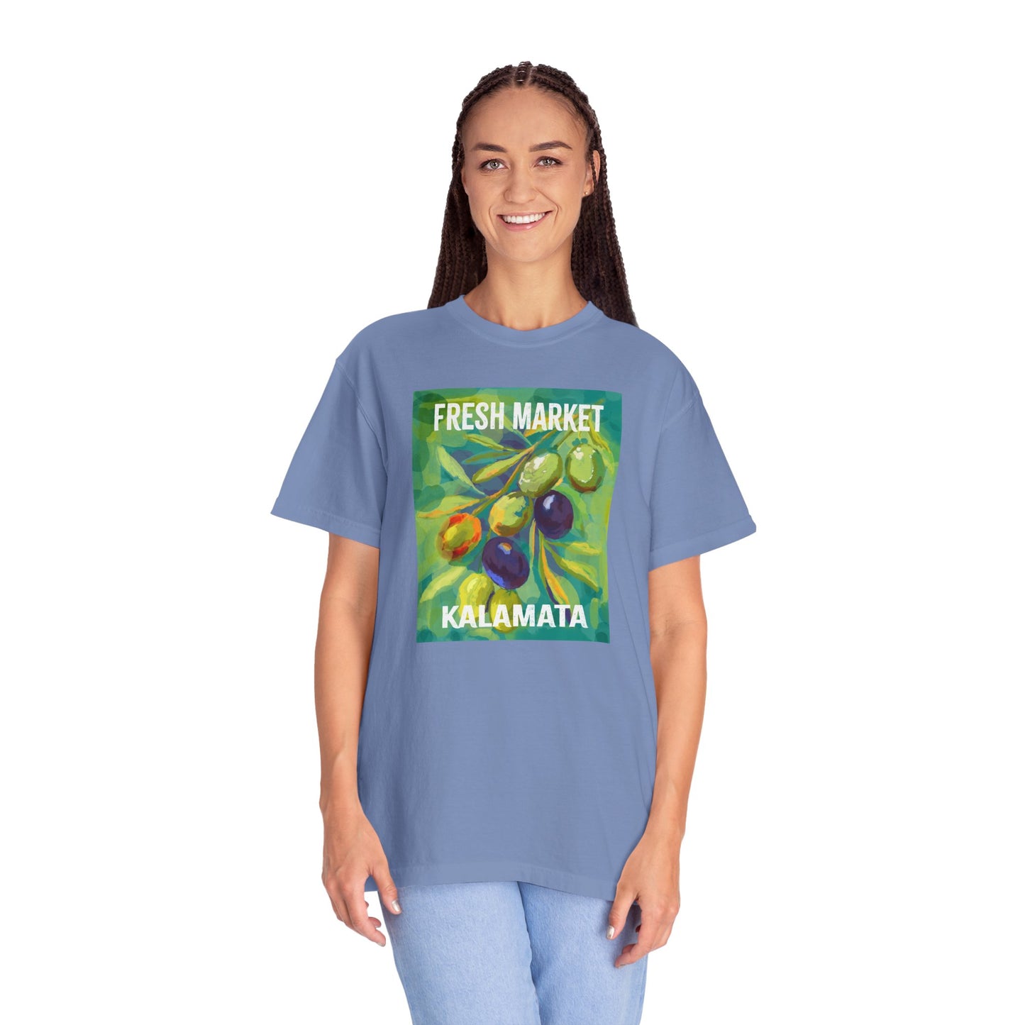 Vibrant Greek Olive Grove T-Shirt, Perfect for Farmers Markets, Foodie Gifts, Art Lovers, Summer Outings, Unisex Casual Wear