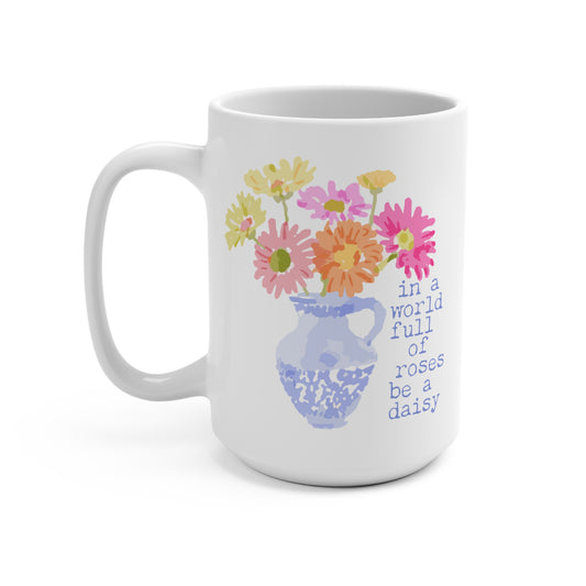 Blooming Inspiration Floral Mug | 15oz Coffee Cup, Motivational Gift, Floral Design, Positive Vibes, Home Decor