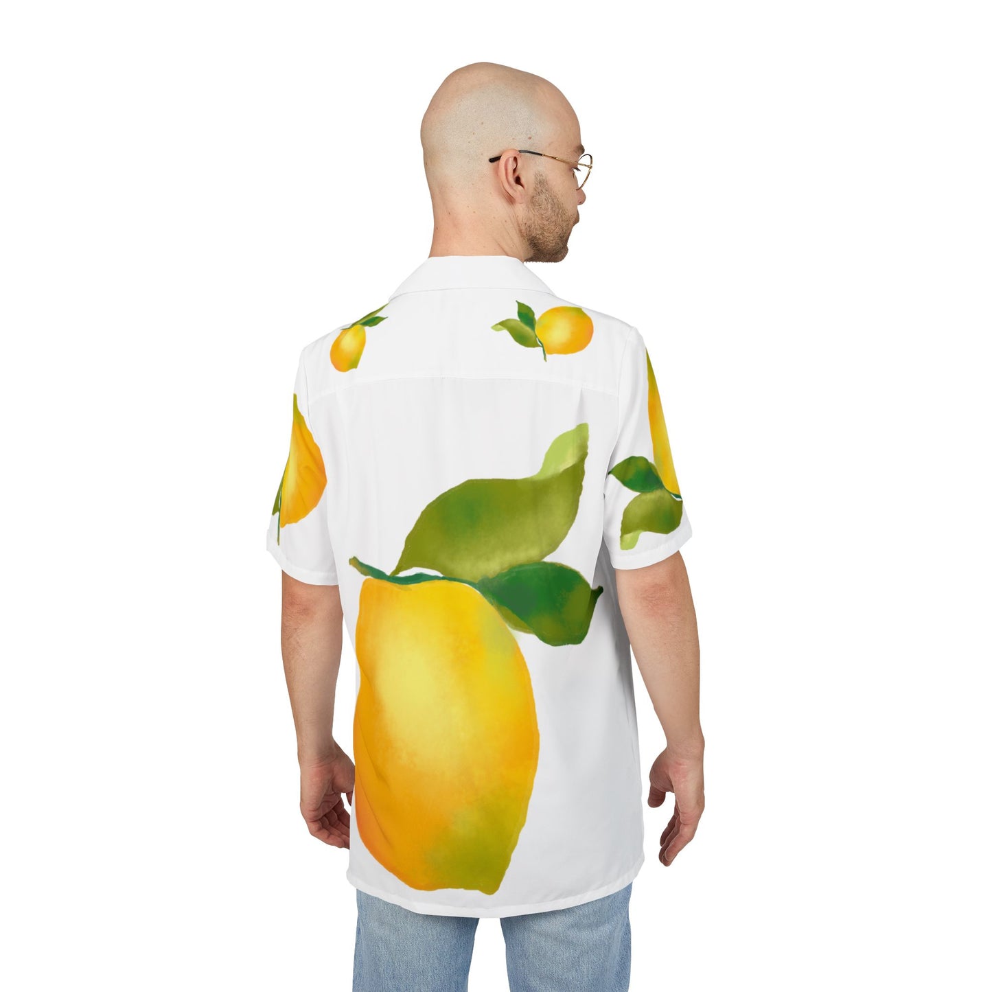 Sunny Lemon Print Button-Down Shirt, Tropical Shirt for Summer, Vacation Wear, Casual Outfit, Gift for Him/Her