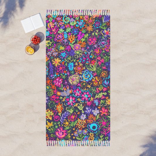 Boho Beach Towel - Vibrant Floral Design for Summer Fun, Journey, Picnics, Beach Days, Unique Gift Idea, Outdoor Essentials, Festival Gear