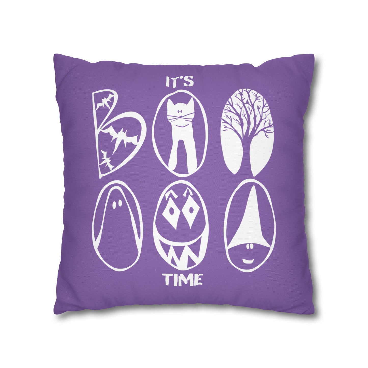 Spooky Ghost Pillowcase, BOO TIME, Halloween Decor, Fun Throw Pillow, Cozy Home Accessory, Unique Gift for Ghost Lovers, Purple Pillow Cover
