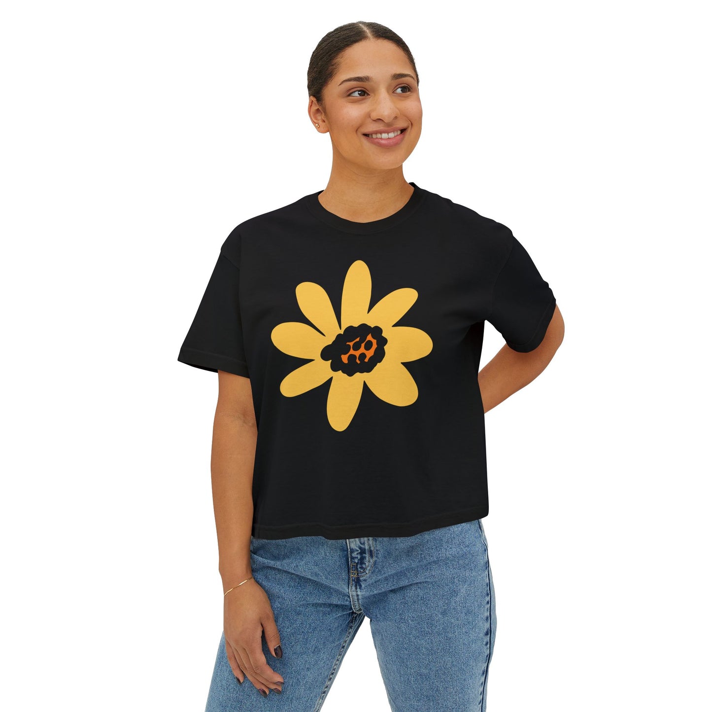 Sunny Floral Women's Boxy Tee - Casual Comfort for Every Occasion