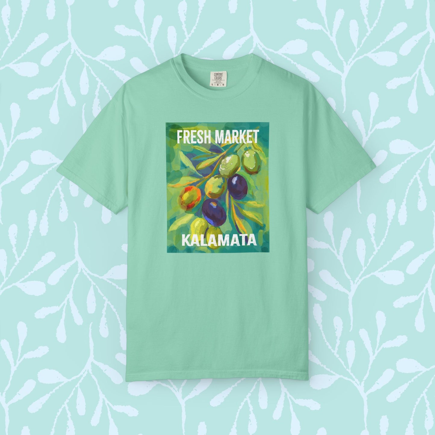 Vibrant Greek Olive Grove T-Shirt, Perfect for Farmers Markets, Foodie Gifts, Art Lovers, Summer Outings, Unisex Casual Wear