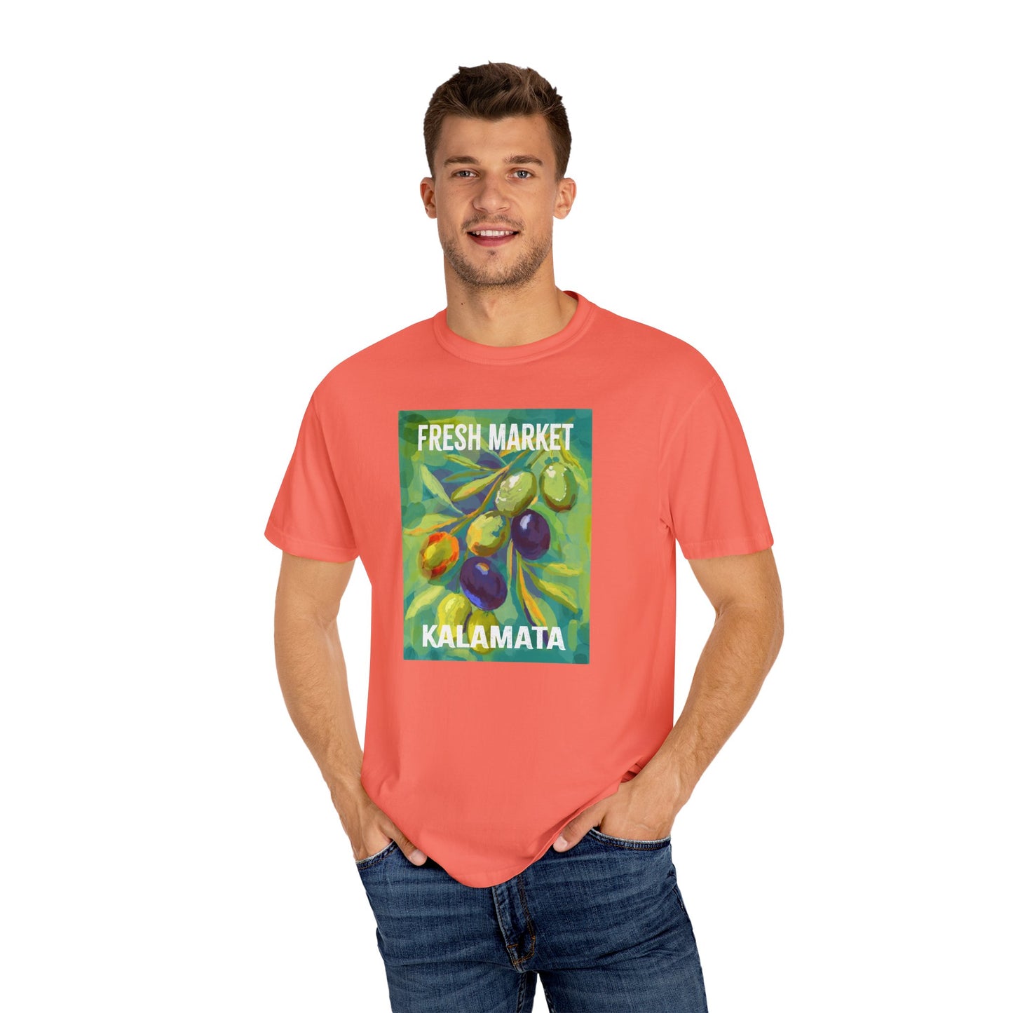 Vibrant Greek Olive Grove T-Shirt, Perfect for Farmers Markets, Foodie Gifts, Art Lovers, Summer Outings, Unisex Casual Wear