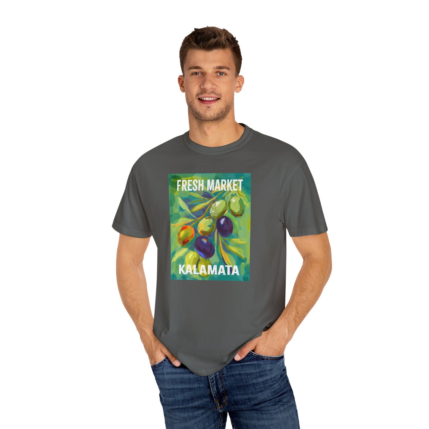 Vibrant Greek Olive Grove T-Shirt, Perfect for Farmers Markets, Foodie Gifts, Art Lovers, Summer Outings, Unisex Casual Wear