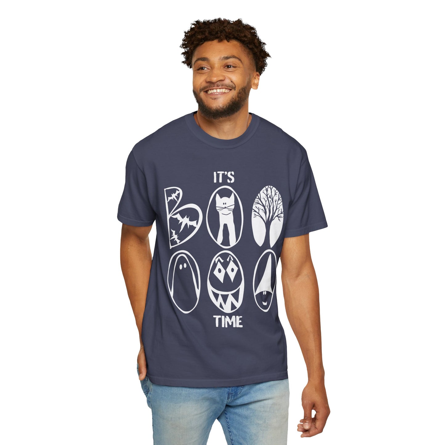 "IT'S BOO TIME" Halloween Themed T-shirt, Spooky Graphic Tee, Unisex T-shirt for Fall, Vintage Style Halloween Shirt, Perfect for Halloween Party