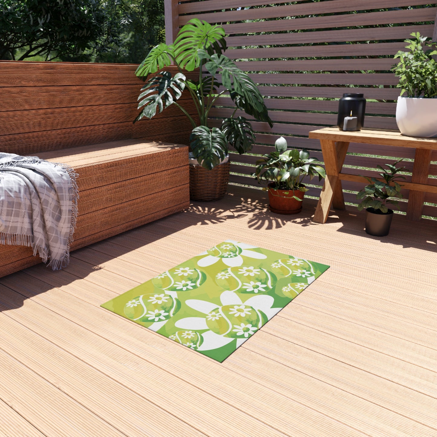 Tennid Daisy Flower Pattern Outdoor Rug - Brighten Your Patio, Garden, or Entryway, Bohemian Decor, Easter Gift, Spring Vibes, Cozy Outdoor Living