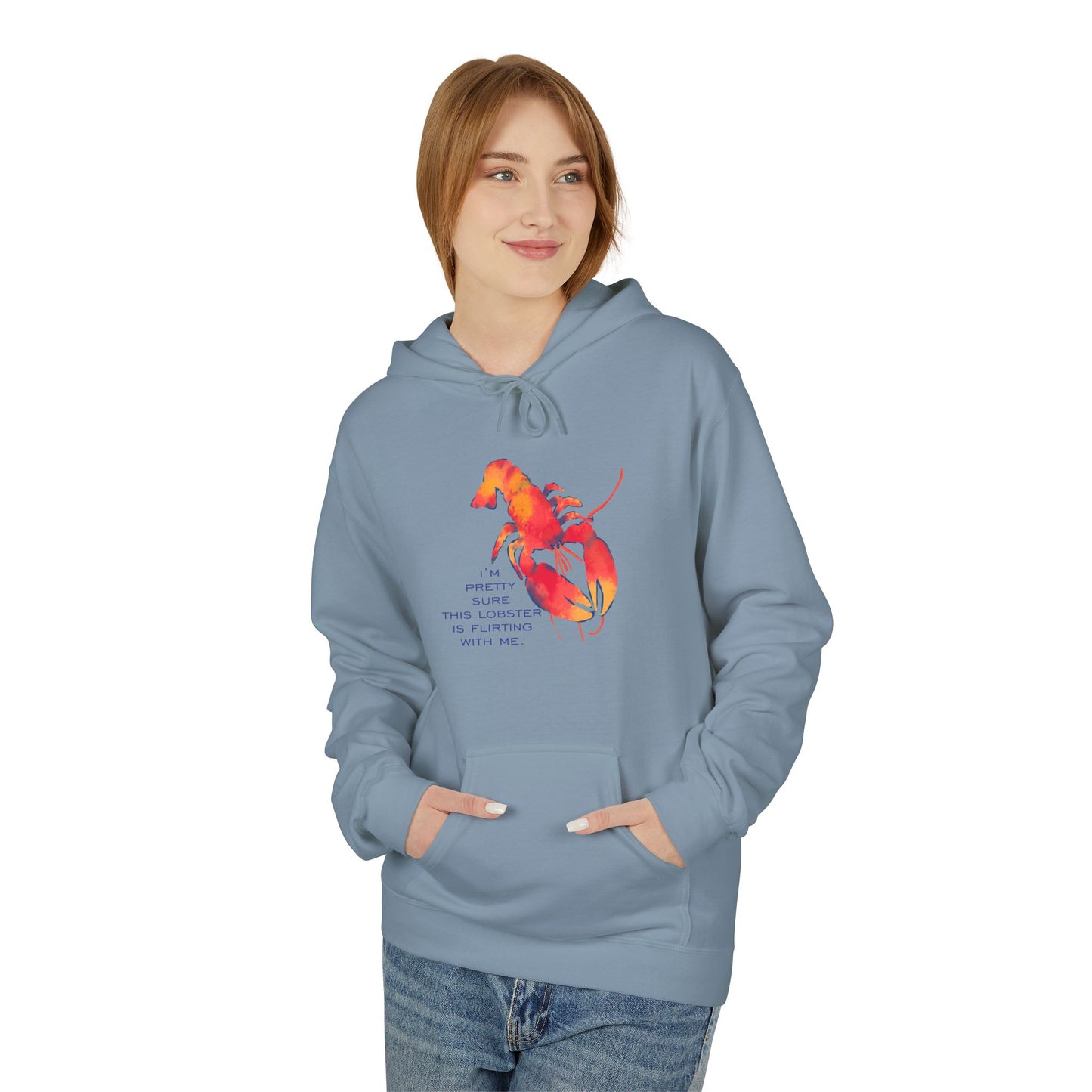 IS THIS LOBSTER FLIRTING WITH ME? Lobster Love Hoodie - Fun Unisex Lightweight Hooded Sweatshirt for Seafood Lovers, Casual Wear, Summer Vibes, Beach Outings, Gift Idea