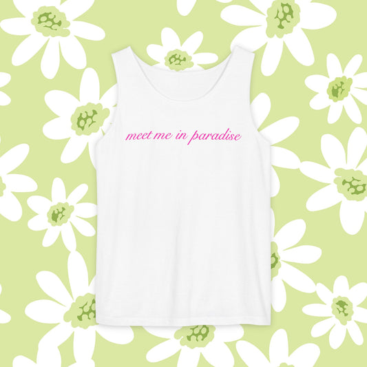 Paradise Script Tank Top — "meet me in paradise" Casual Beach Tank