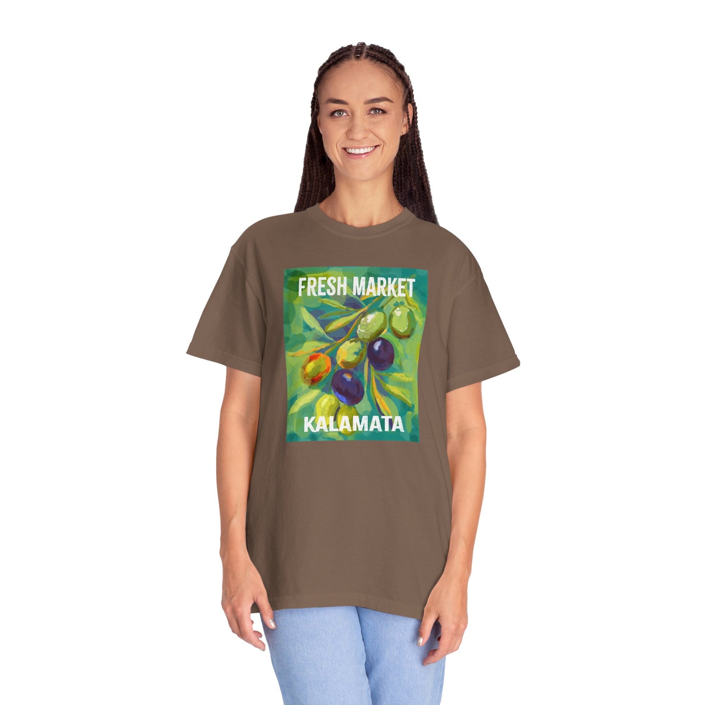 Vibrant Greek Olive Grove T-Shirt, Perfect for Farmers Markets, Foodie Gifts, Art Lovers, Summer Outings, Unisex Casual Wear
