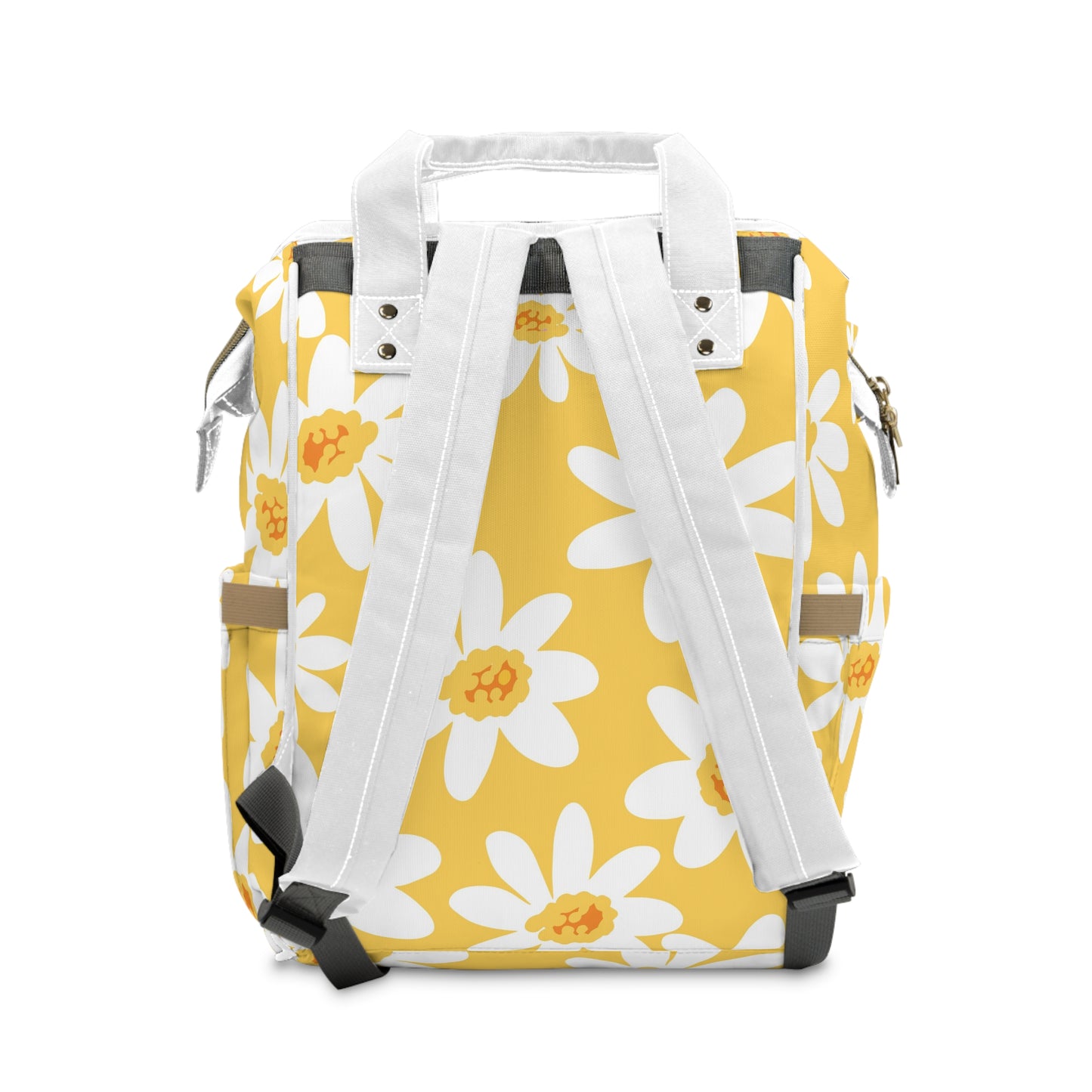 Yellow Daisy Floral Diaper Backpack, Baby Shower Gift, Toddler Bag, Modern Mom Backpack, Functional Baby Gear, Summer Accessory