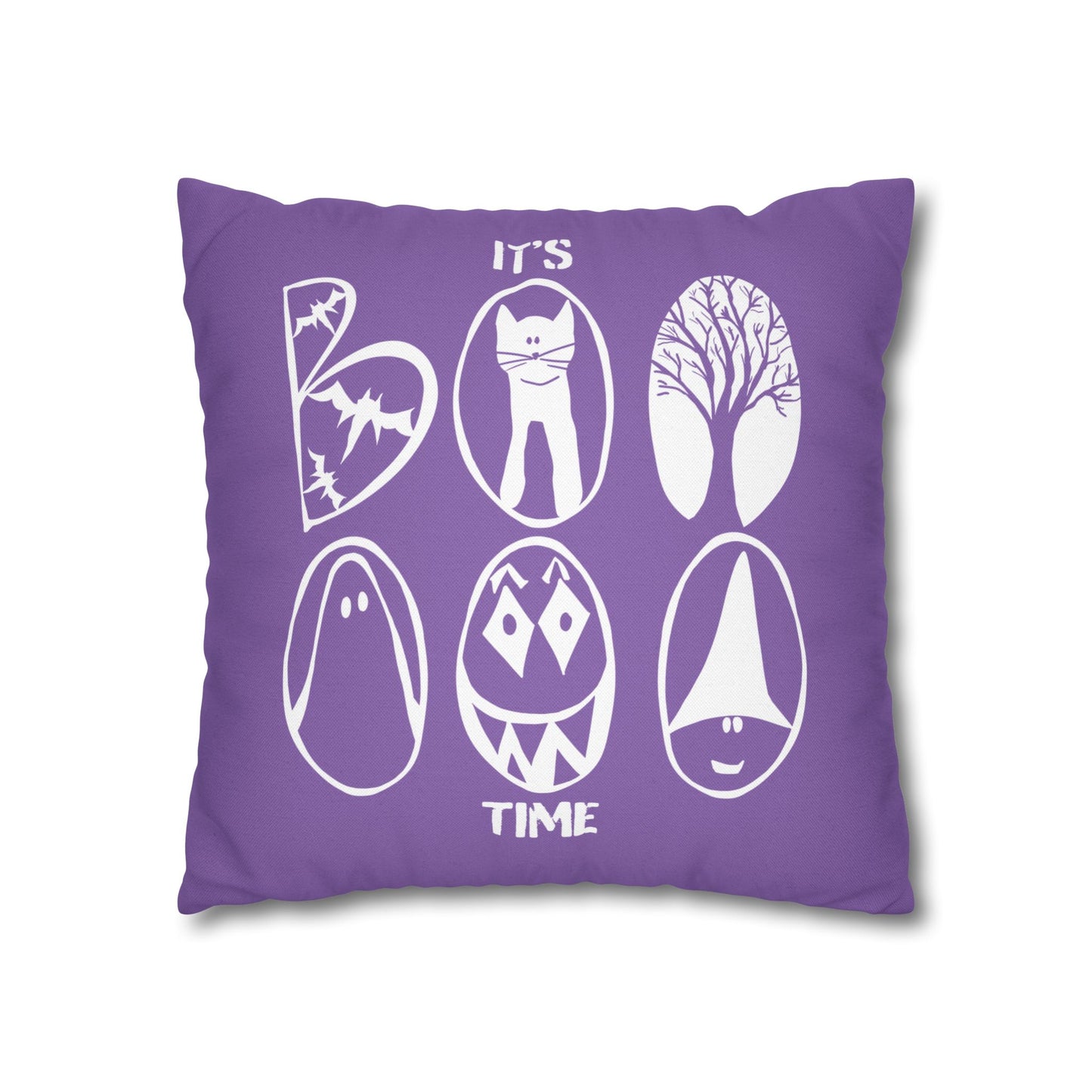 Spooky Ghost Pillowcase, BOO TIME, Halloween Decor, Fun Throw Pillow, Cozy Home Accessory, Unique Gift for Ghost Lovers, Purple Pillow Cover