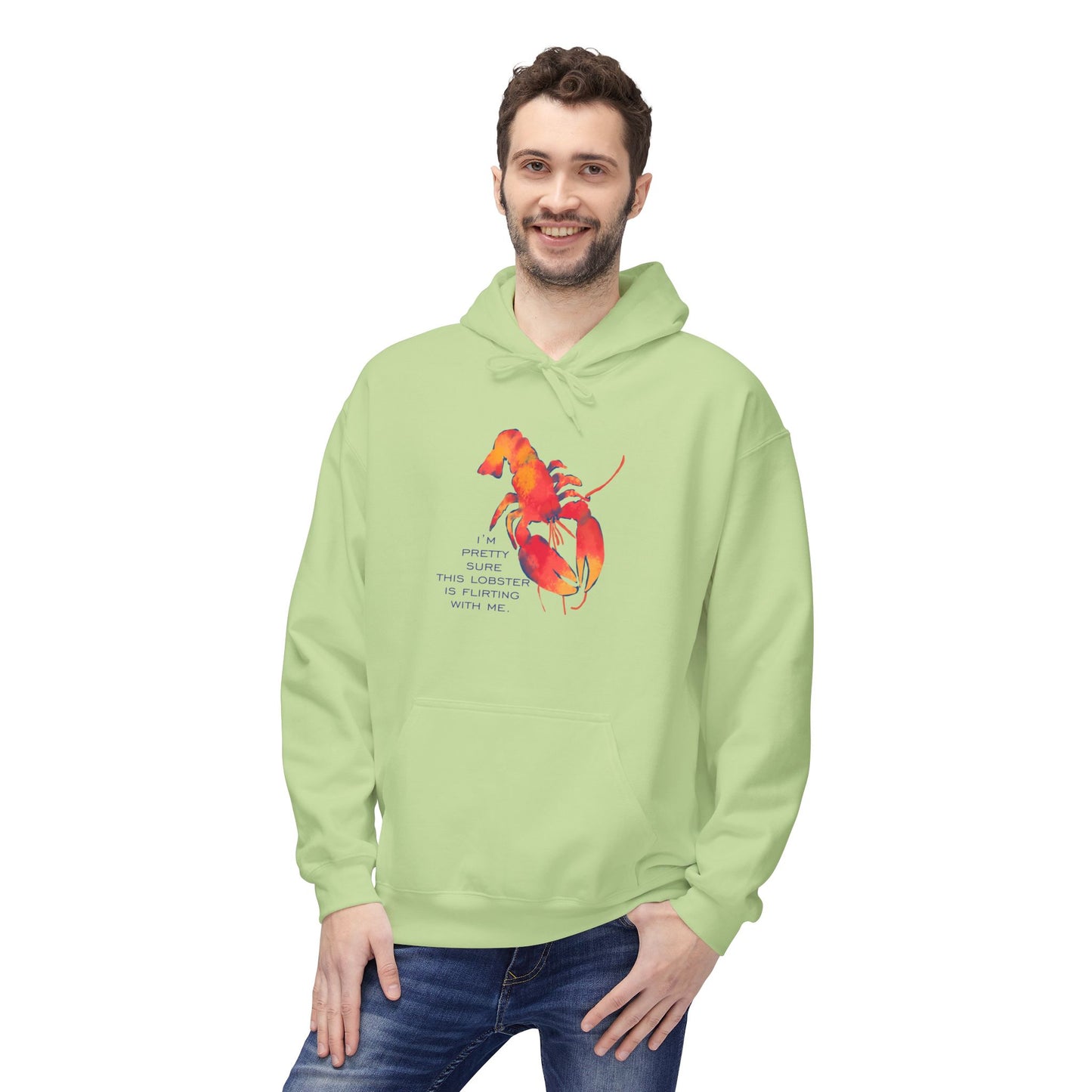 IS THIS LOBSTER FLIRTING WITH ME? Lobster Love Hoodie - Fun Unisex Lightweight Hooded Sweatshirt for Seafood Lovers, Casual Wear, Summer Vibes, Beach Outings, Gift Idea
