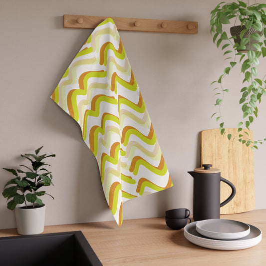 Vibrant Wavy Design Tea Towels, Colorful Kitchen Décor, Ideal Housewarming Gift, Eco-Friendly Cotton, Functional & Stylish
