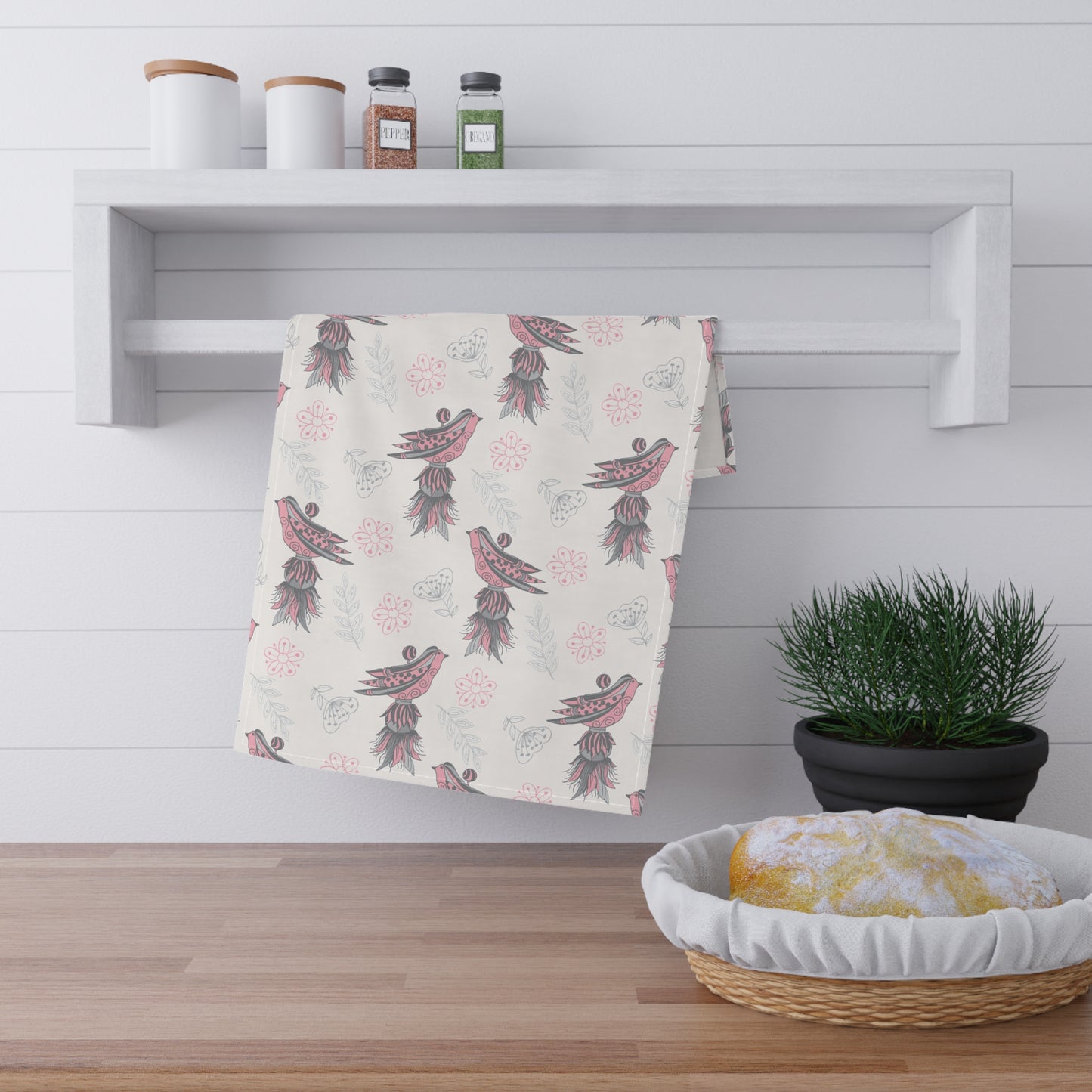 Whimsical Bird Tea Towels - Charming Kitchen Decor, Gift for Bird Lovers, Floral Tea Towels, Home & Living, Eco-Friendly Kitchen Linens