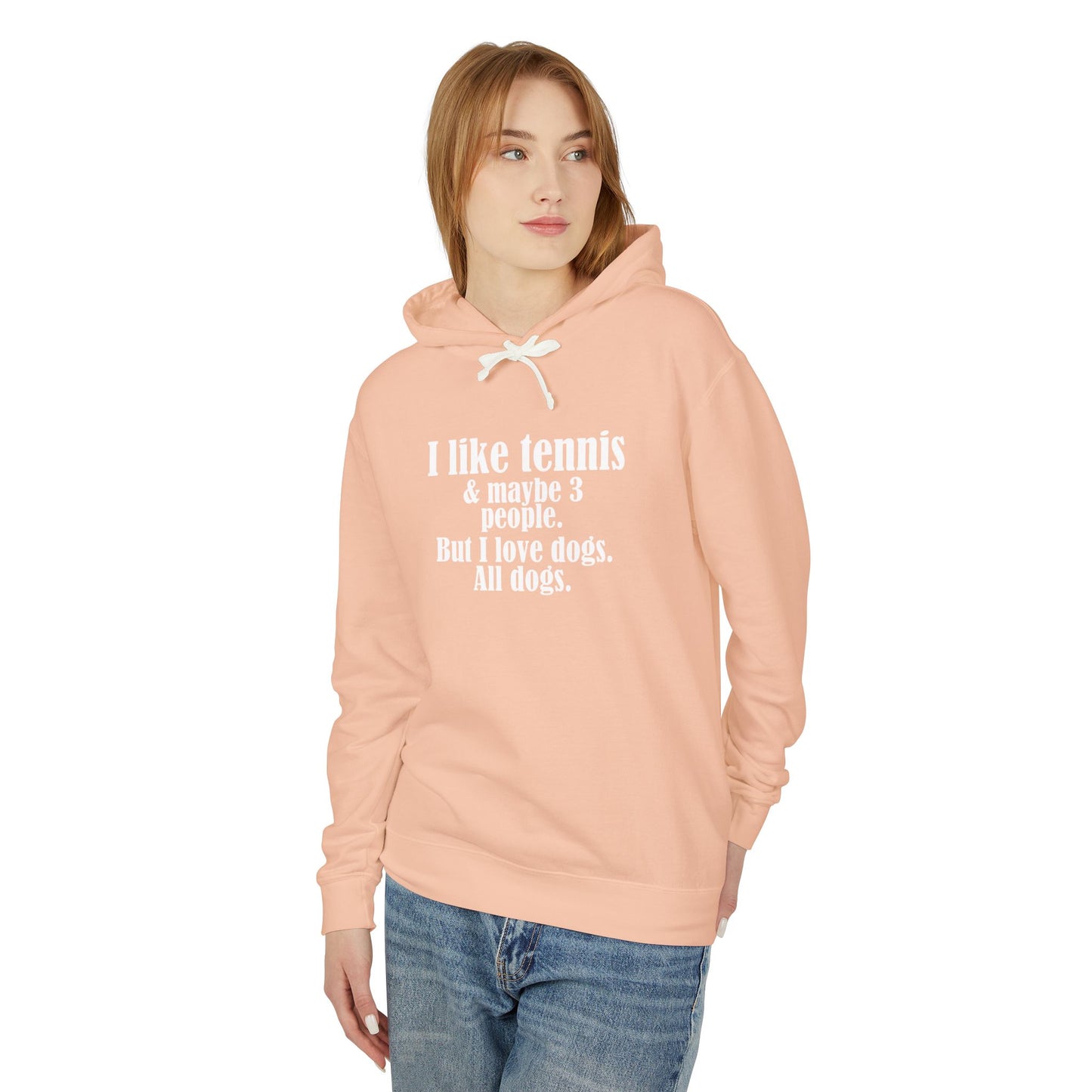 "I like tennis and maybe three people, but I love all dogs." Pickleball Lover's Hoodie | Sports Sweatshirt, Funny Pickleball Gift, Activewear, Unisex Apparel, Fun Sportswear