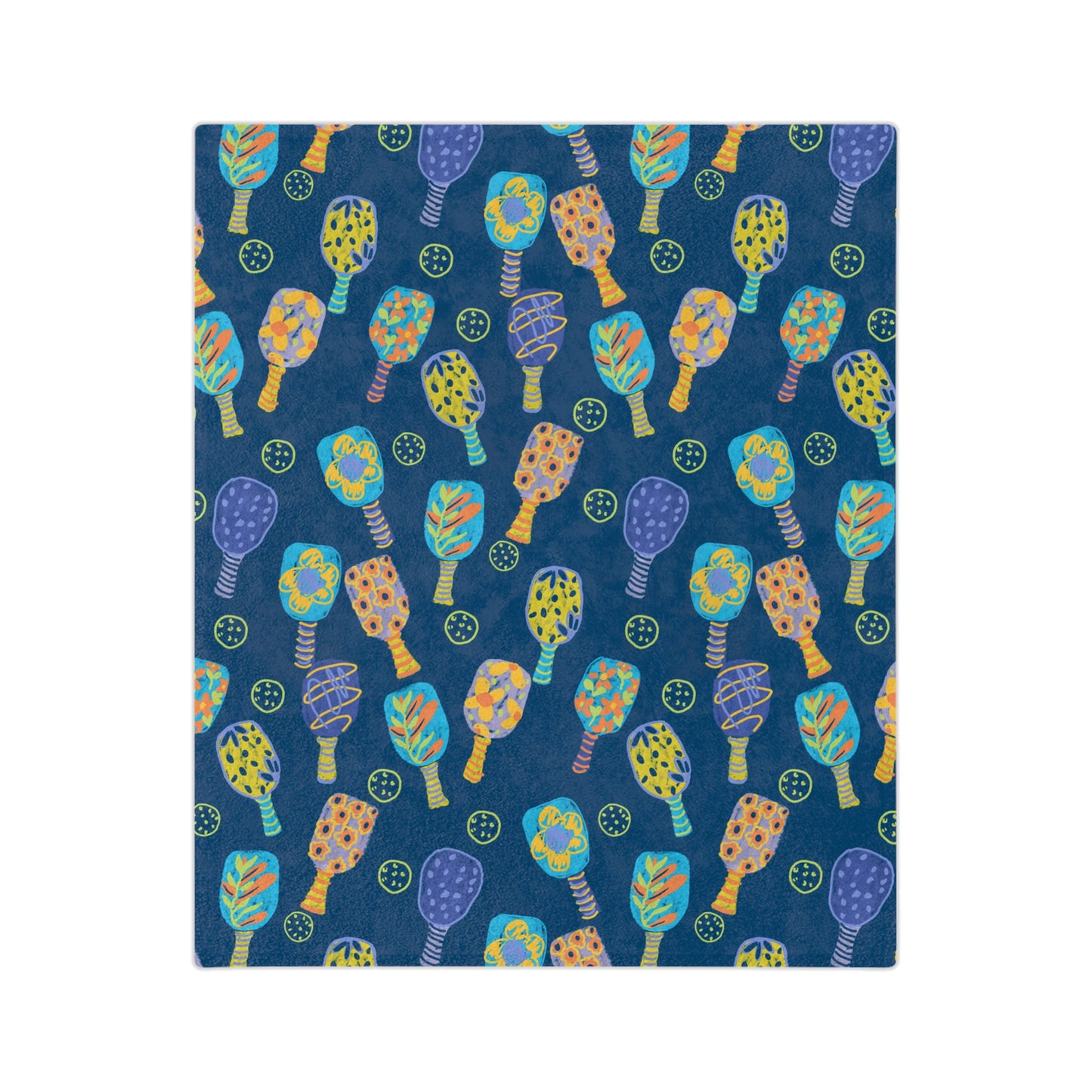 Velveteen Microfiber Blanket — Colorful Paddleball Pattern Cozy Throw