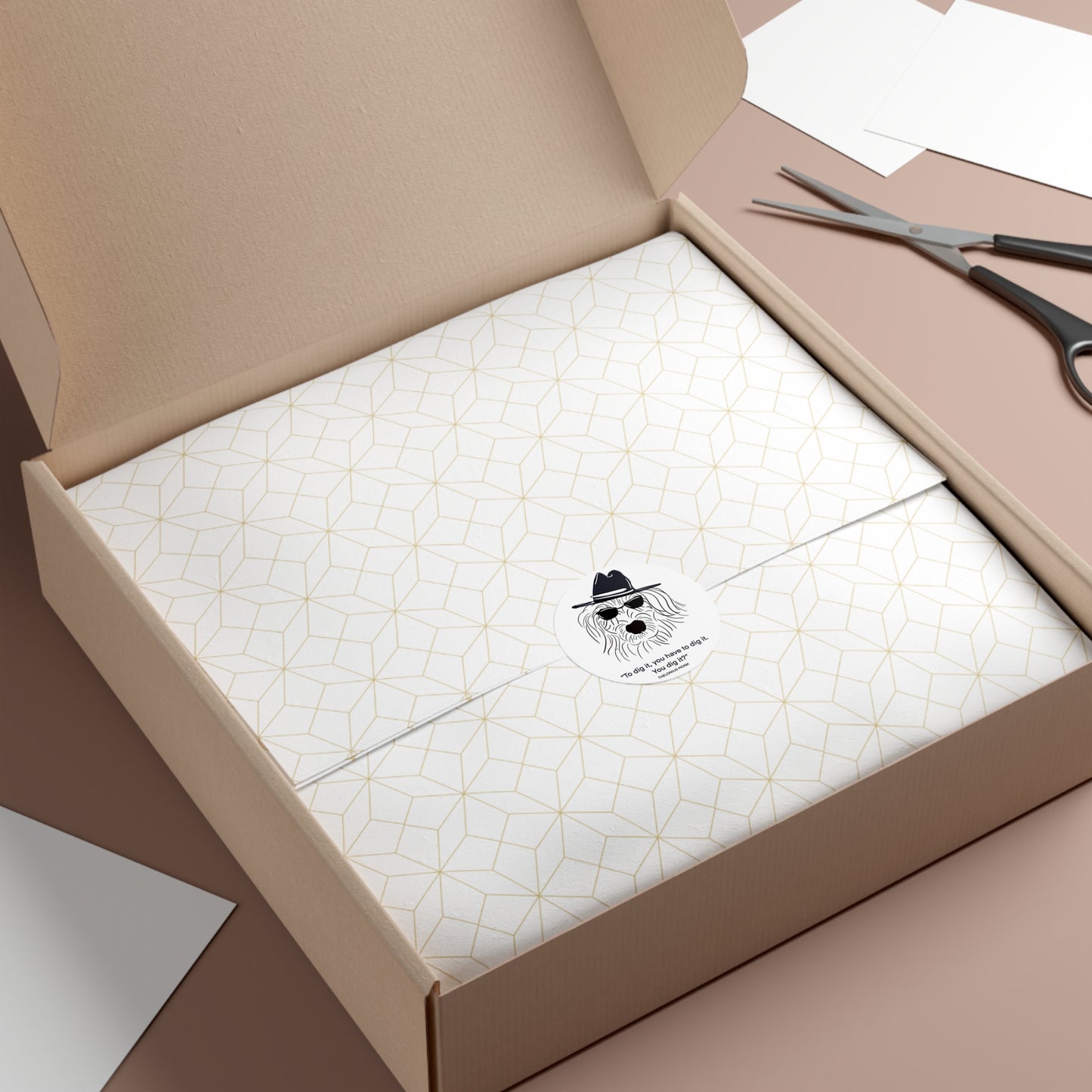 Round Vinyl Stickers: Cool Dog Art, Jazz Vibes, Perfect for Decor, Gifts, Music Lovers, Home & Office