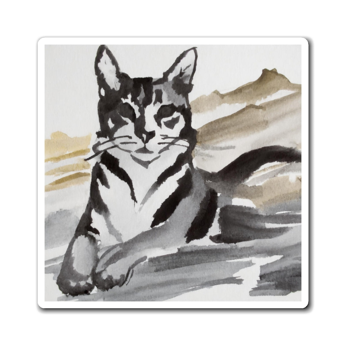 Cat Art Magnet, Cute Cat Refrigerator Magnet, Cat Lover Gift, Home Decor, Pet Memorial Magnet, Animal Art Stickers
